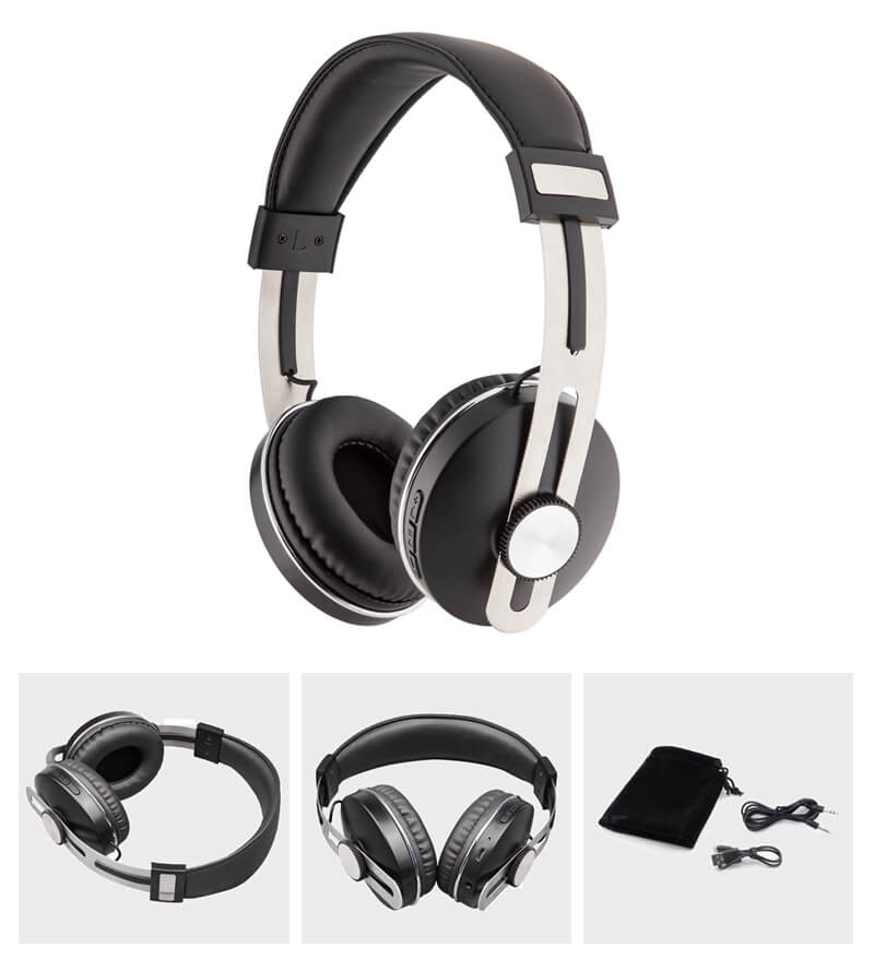 Fone Ouvido Headphone Bluetooth On-Ear Bateria 4 Horas Graves Dinâmicos  Ajustável Controlador Mídia - Preto